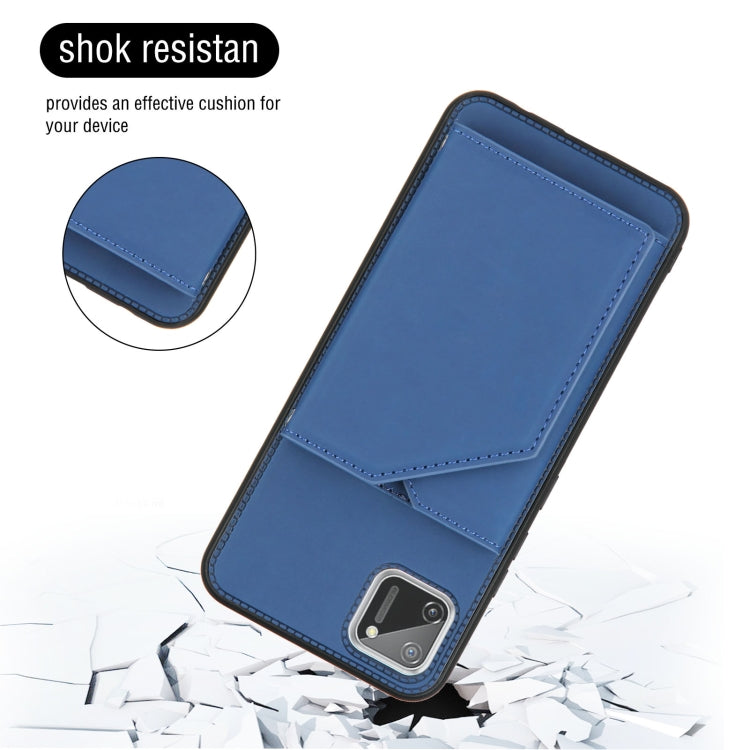 For OPPO Realme C11 Skin Feel PU + TPU + PC Back Cover Shockproof Case with Card Slots & Holder & Photo Frame