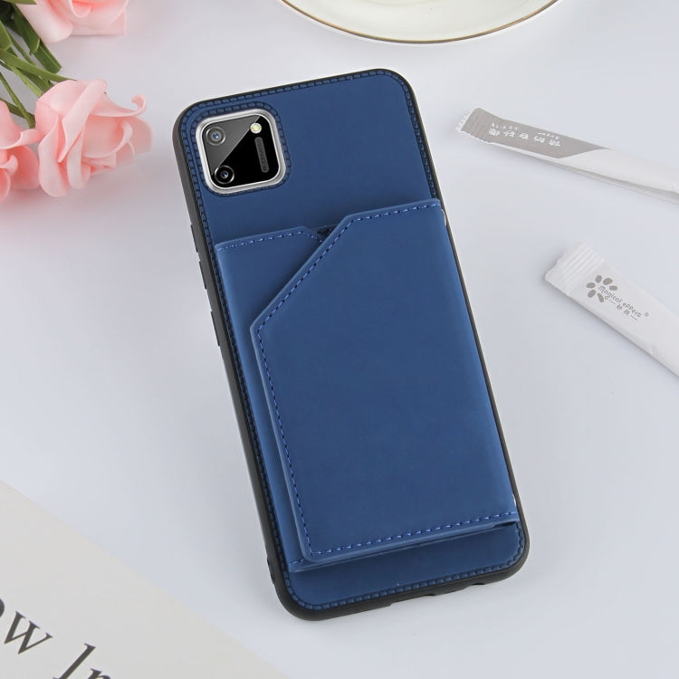 For OPPO Realme C11 Skin Feel PU + TPU + PC Back Cover Shockproof Case with Card Slots & Holder & Photo Frame