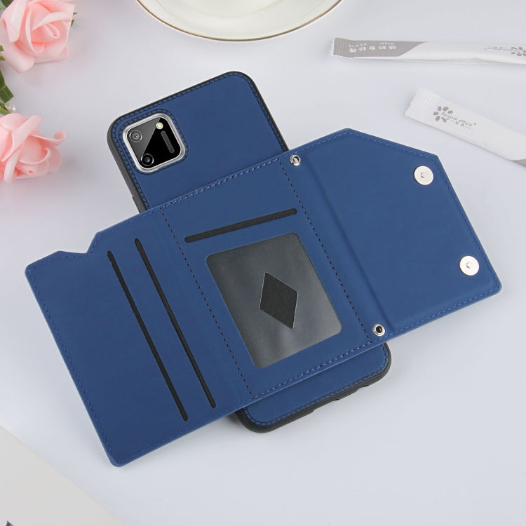 For OPPO Realme C11 Skin Feel PU + TPU + PC Back Cover Shockproof Case with Card Slots & Holder & Photo Frame