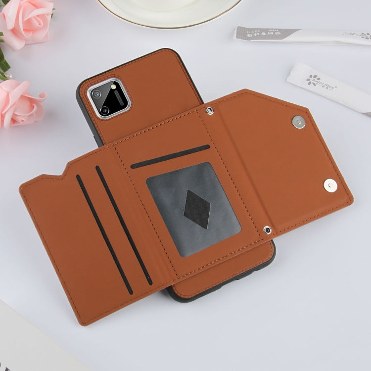 For OPPO Realme C11 Skin Feel PU + TPU + PC Back Cover Shockproof Case with Card Slots & Holder & Photo Frame