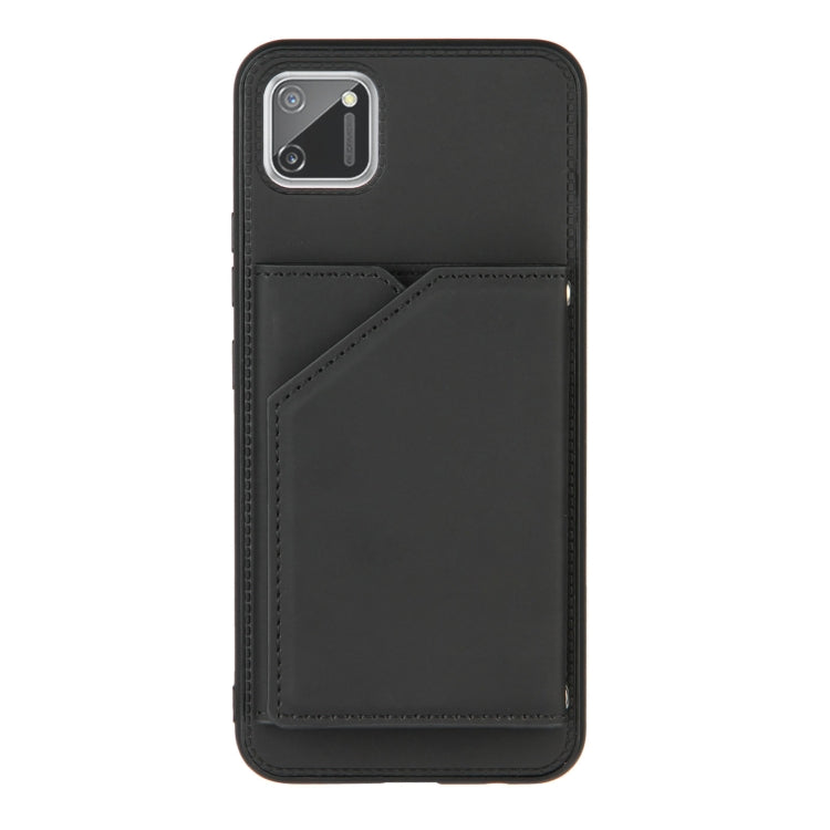 For OPPO Realme C11 Skin Feel PU + TPU + PC Back Cover Shockproof Case with Card Slots & Holder & Photo Frame
