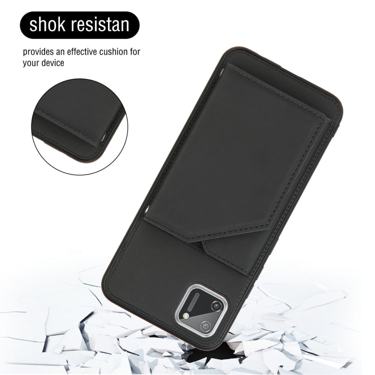 For OPPO Realme C11 Skin Feel PU + TPU + PC Back Cover Shockproof Case with Card Slots & Holder & Photo Frame