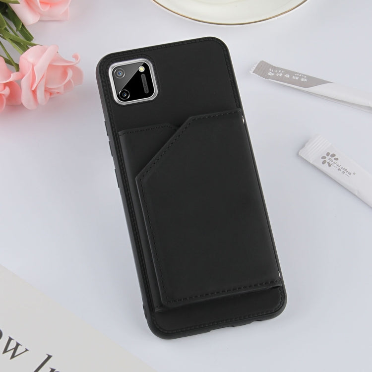 For OPPO Realme C11 Skin Feel PU + TPU + PC Back Cover Shockproof Case with Card Slots & Holder & Photo Frame