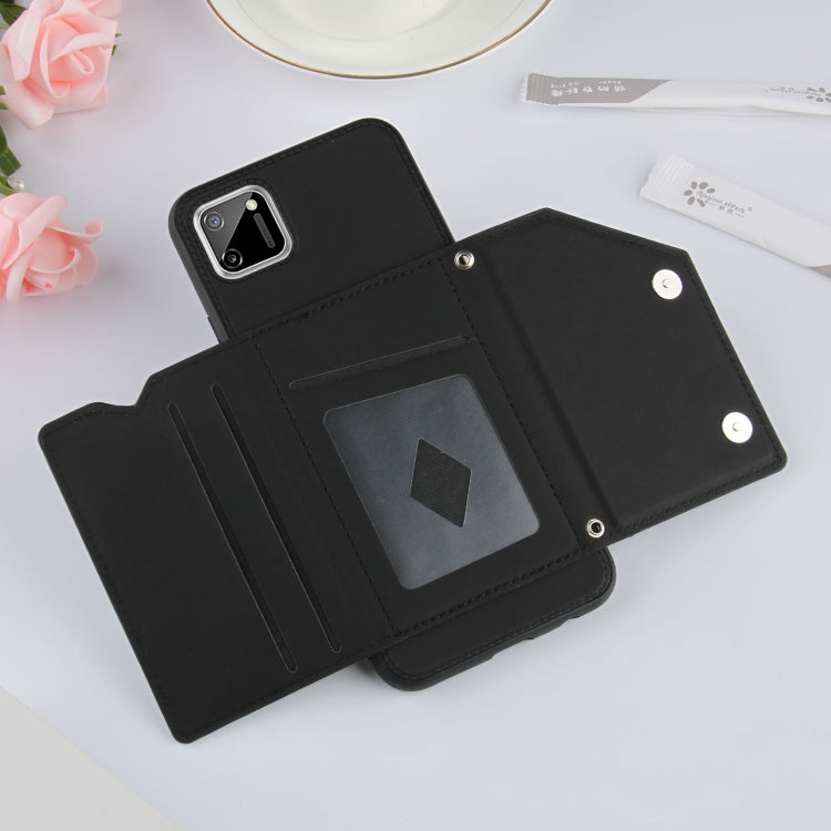 For OPPO Realme C11 Skin Feel PU + TPU + PC Back Cover Shockproof Case with Card Slots & Holder & Photo Frame