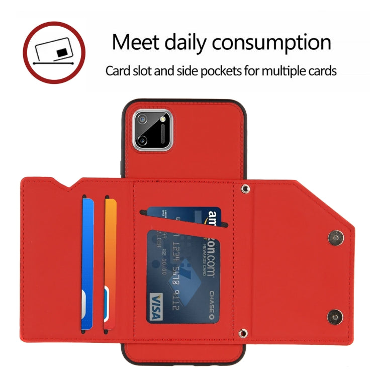 For OPPO Realme C11 Skin Feel PU + TPU + PC Back Cover Shockproof Case with Card Slots & Holder & Photo Frame