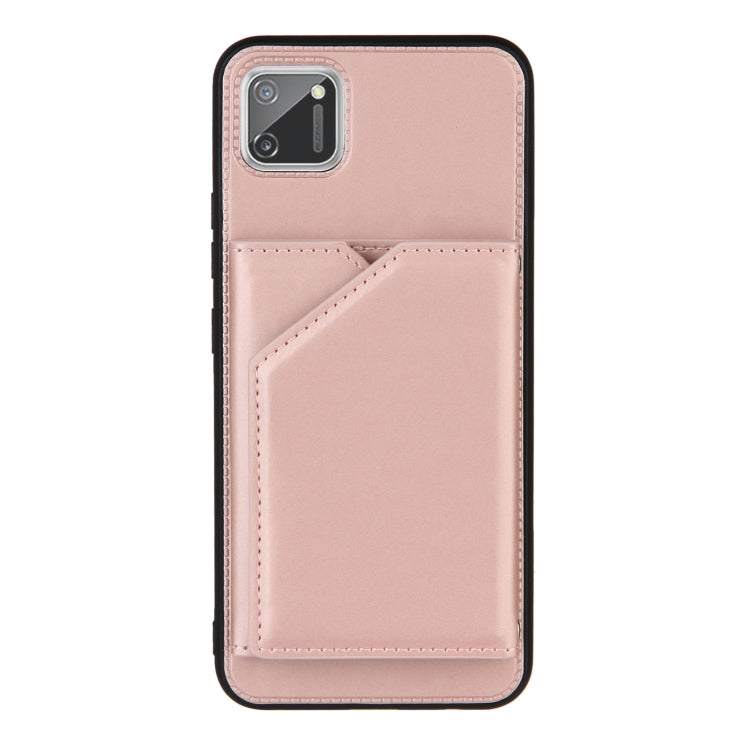 For OPPO Realme C11 Skin Feel PU + TPU + PC Back Cover Shockproof Case with Card Slots & Holder & Photo Frame