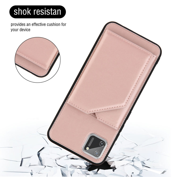 For OPPO Realme C11 Skin Feel PU + TPU + PC Back Cover Shockproof Case with Card Slots & Holder & Photo Frame