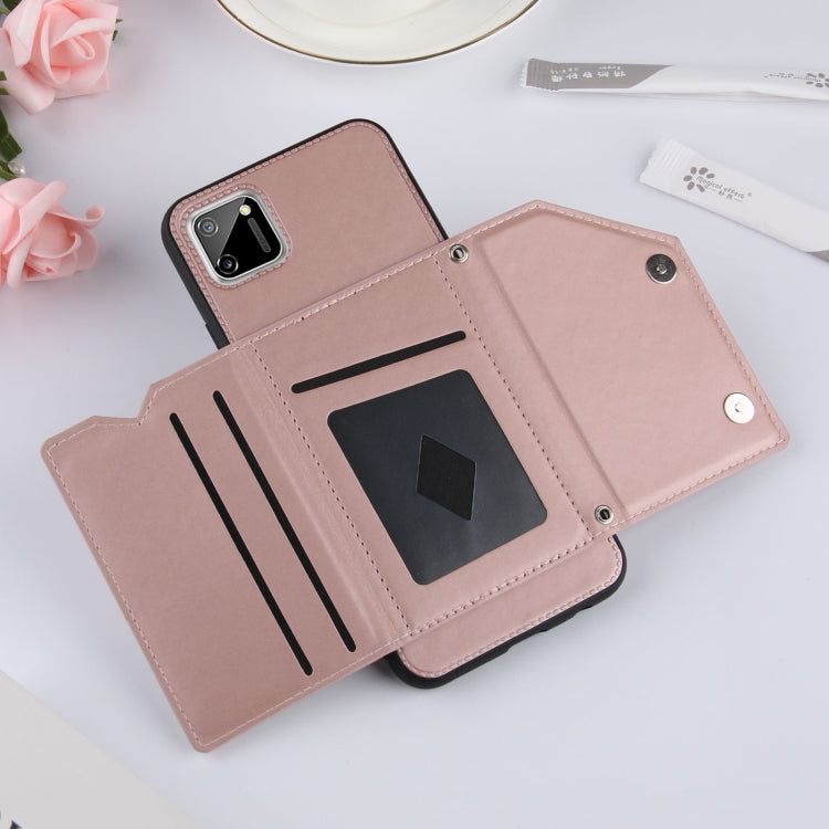 For OPPO Realme C11 Skin Feel PU + TPU + PC Back Cover Shockproof Case with Card Slots & Holder & Photo Frame