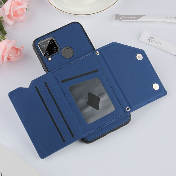 For OPPO Realme C15 Skin Feel PU + TPU + PC Back Cover Shockproof Case with Card Slots & Holder & Photo Frame