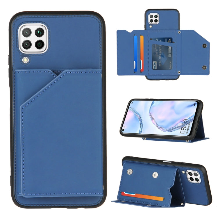 For Huawei P40 Lite & Nova 6 SE Skin Feel PU + TPU + PC Back Cover Shockproof Case with Card Slots & Holder & Photo Frame