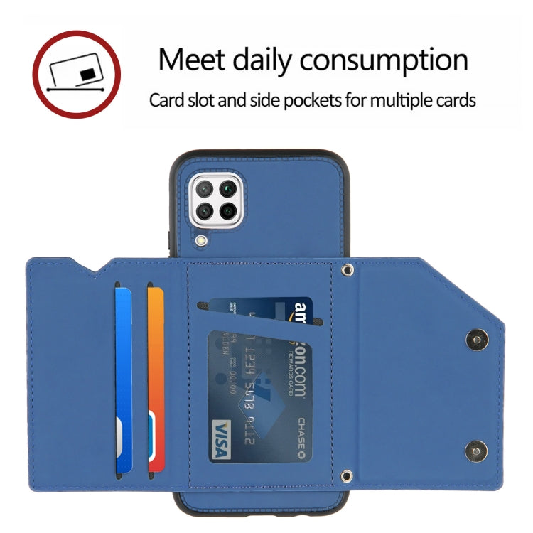 For Huawei P40 Lite & Nova 6 SE Skin Feel PU + TPU + PC Back Cover Shockproof Case with Card Slots & Holder & Photo Frame