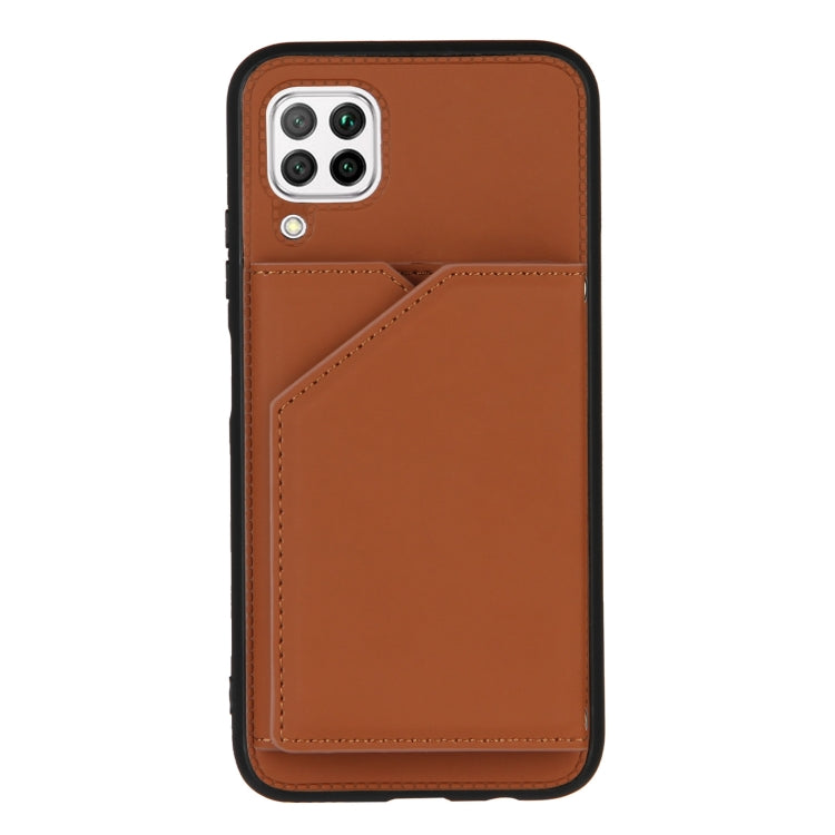 For Huawei P40 Lite & Nova 6 SE Skin Feel PU + TPU + PC Back Cover Shockproof Case with Card Slots & Holder & Photo Frame
