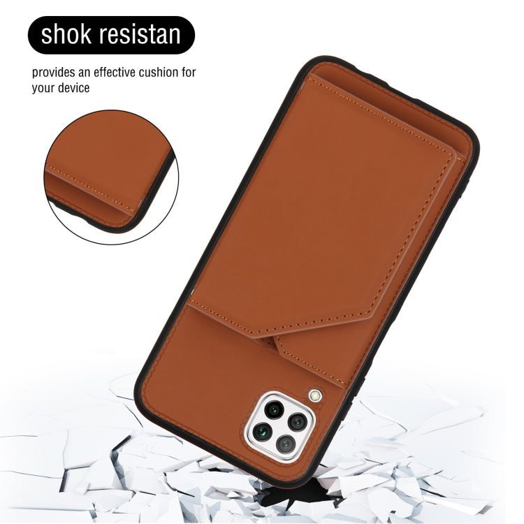 For Huawei P40 Lite & Nova 6 SE Skin Feel PU + TPU + PC Back Cover Shockproof Case with Card Slots & Holder & Photo Frame