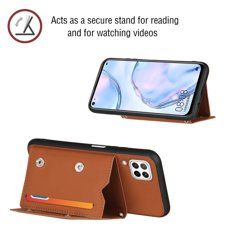 For Huawei P40 Lite & Nova 6 SE Skin Feel PU + TPU + PC Back Cover Shockproof Case with Card Slots & Holder & Photo Frame