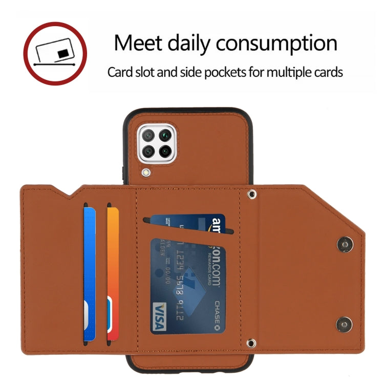 For Huawei P40 Lite & Nova 6 SE Skin Feel PU + TPU + PC Back Cover Shockproof Case with Card Slots & Holder & Photo Frame