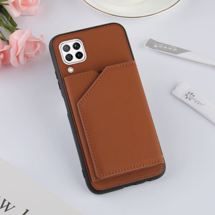 For Huawei P40 Lite & Nova 6 SE Skin Feel PU + TPU + PC Back Cover Shockproof Case with Card Slots & Holder & Photo Frame