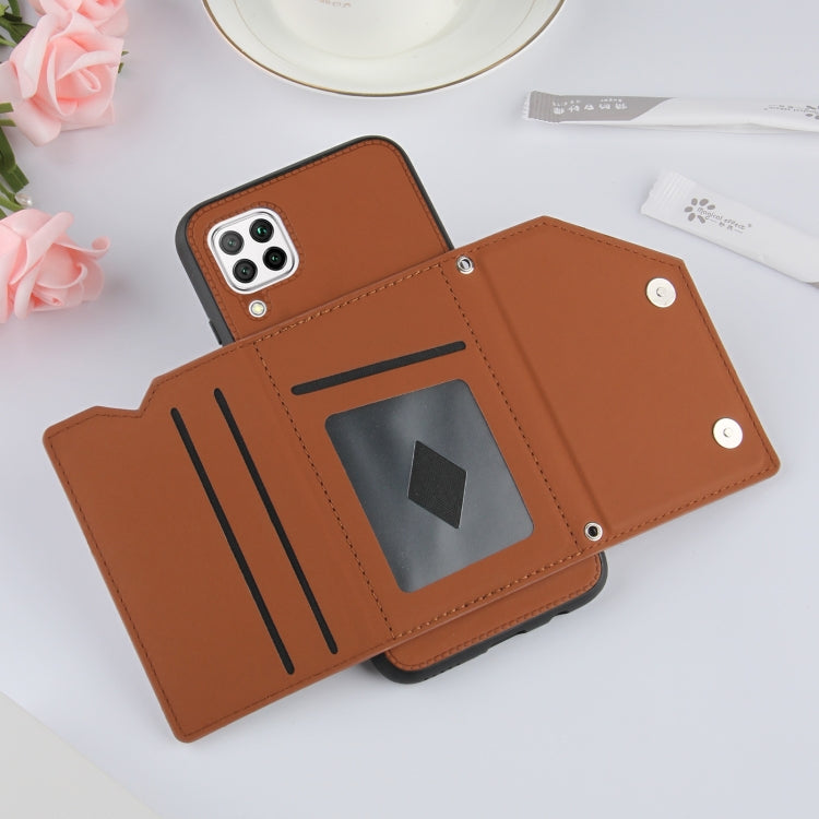 For Huawei P40 Lite & Nova 6 SE Skin Feel PU + TPU + PC Back Cover Shockproof Case with Card Slots & Holder & Photo Frame
