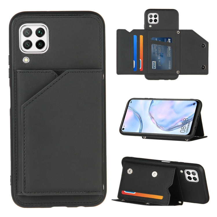 For Huawei P40 Lite & Nova 6 SE Skin Feel PU + TPU + PC Back Cover Shockproof Case with Card Slots & Holder & Photo Frame