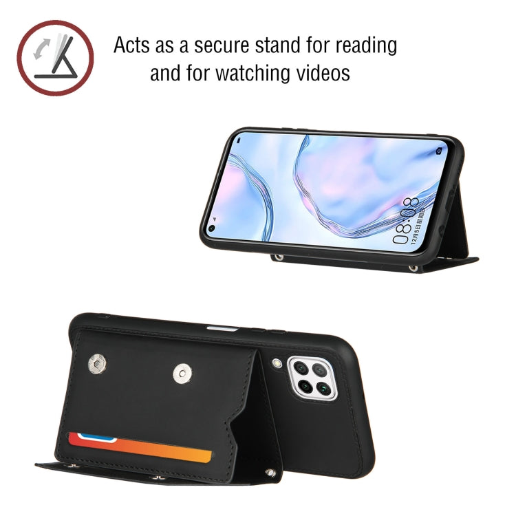 For Huawei P40 Lite & Nova 6 SE Skin Feel PU + TPU + PC Back Cover Shockproof Case with Card Slots & Holder & Photo Frame