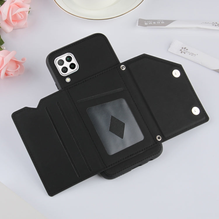 For Huawei P40 Lite & Nova 6 SE Skin Feel PU + TPU + PC Back Cover Shockproof Case with Card Slots & Holder & Photo Frame