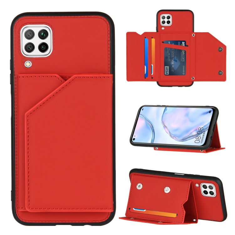 For Huawei P40 Lite & Nova 6 SE Skin Feel PU + TPU + PC Back Cover Shockproof Case with Card Slots & Holder & Photo Frame