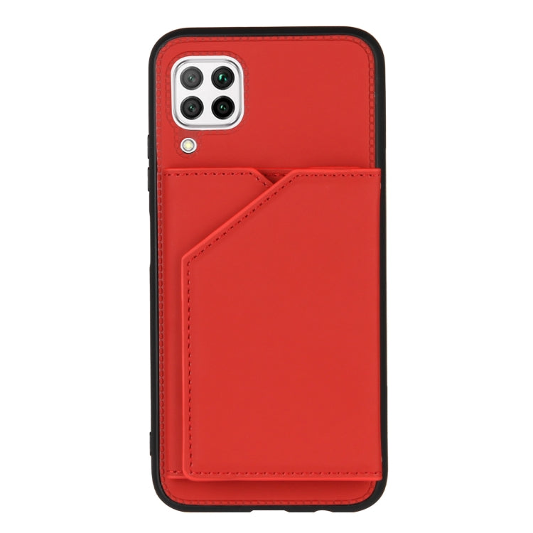 For Huawei P40 Lite & Nova 6 SE Skin Feel PU + TPU + PC Back Cover Shockproof Case with Card Slots & Holder & Photo Frame