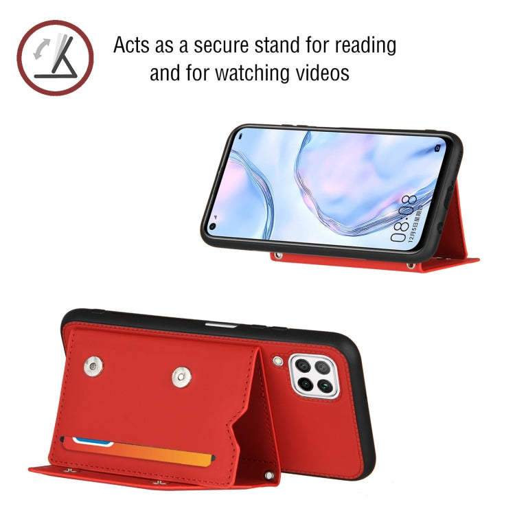 For Huawei P40 Lite & Nova 6 SE Skin Feel PU + TPU + PC Back Cover Shockproof Case with Card Slots & Holder & Photo Frame