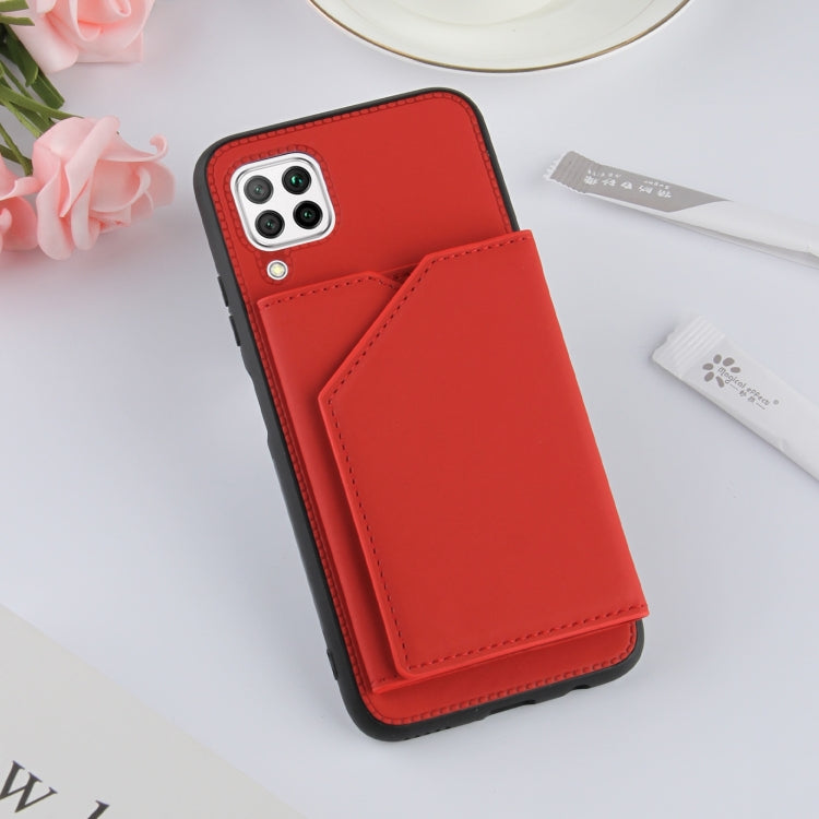 For Huawei P40 Lite & Nova 6 SE Skin Feel PU + TPU + PC Back Cover Shockproof Case with Card Slots & Holder & Photo Frame