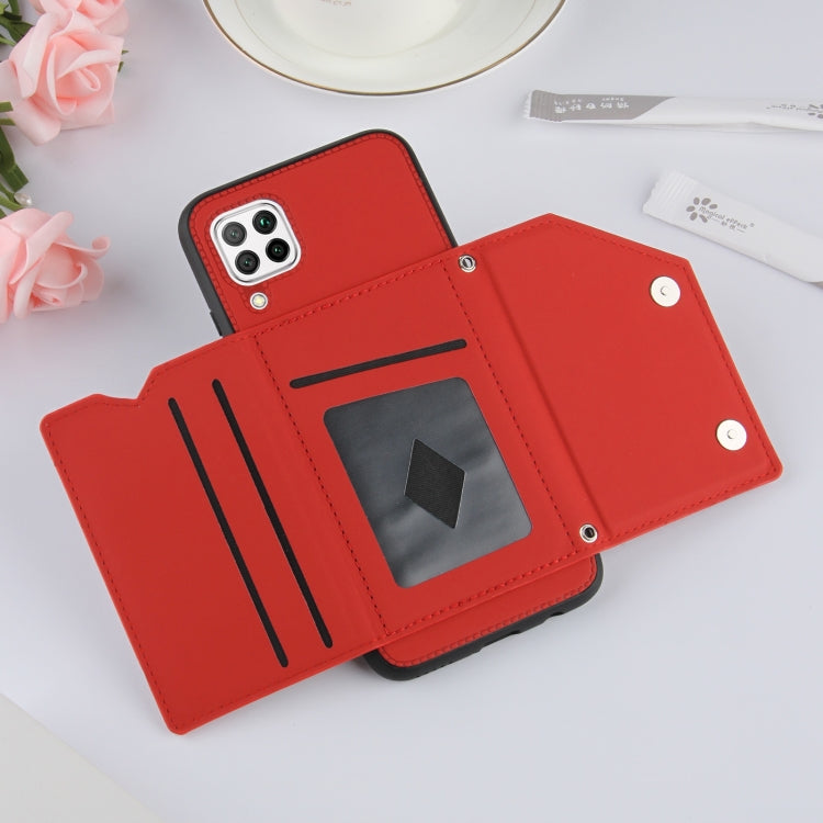 For Huawei P40 Lite & Nova 6 SE Skin Feel PU + TPU + PC Back Cover Shockproof Case with Card Slots & Holder & Photo Frame