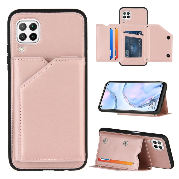 For Huawei P40 Lite & Nova 6 SE Skin Feel PU + TPU + PC Back Cover Shockproof Case with Card Slots & Holder & Photo Frame
