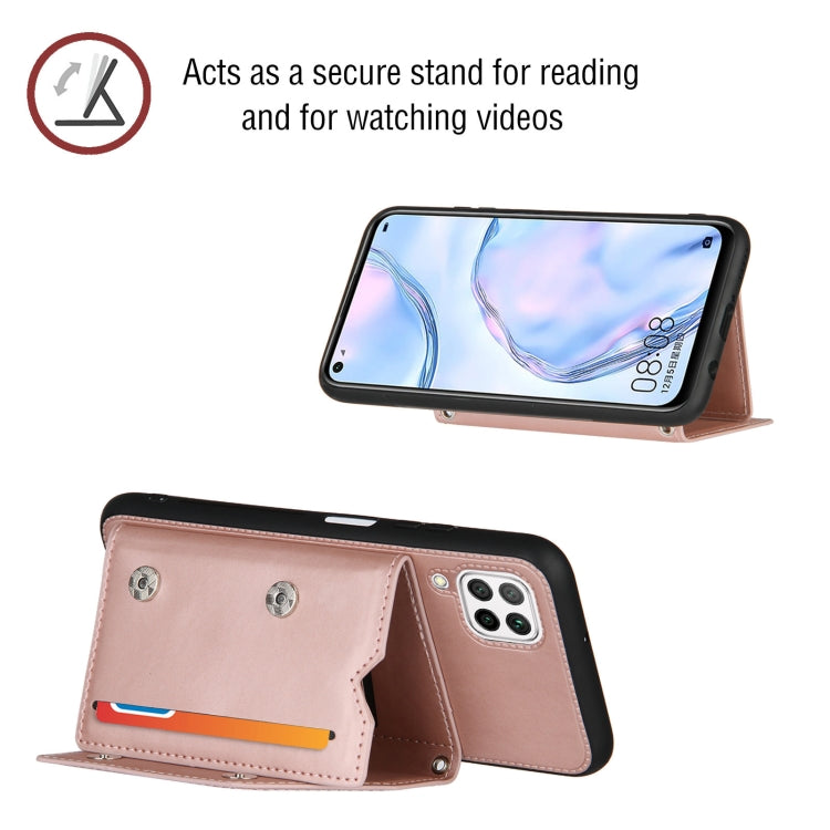 For Huawei P40 Lite & Nova 6 SE Skin Feel PU + TPU + PC Back Cover Shockproof Case with Card Slots & Holder & Photo Frame