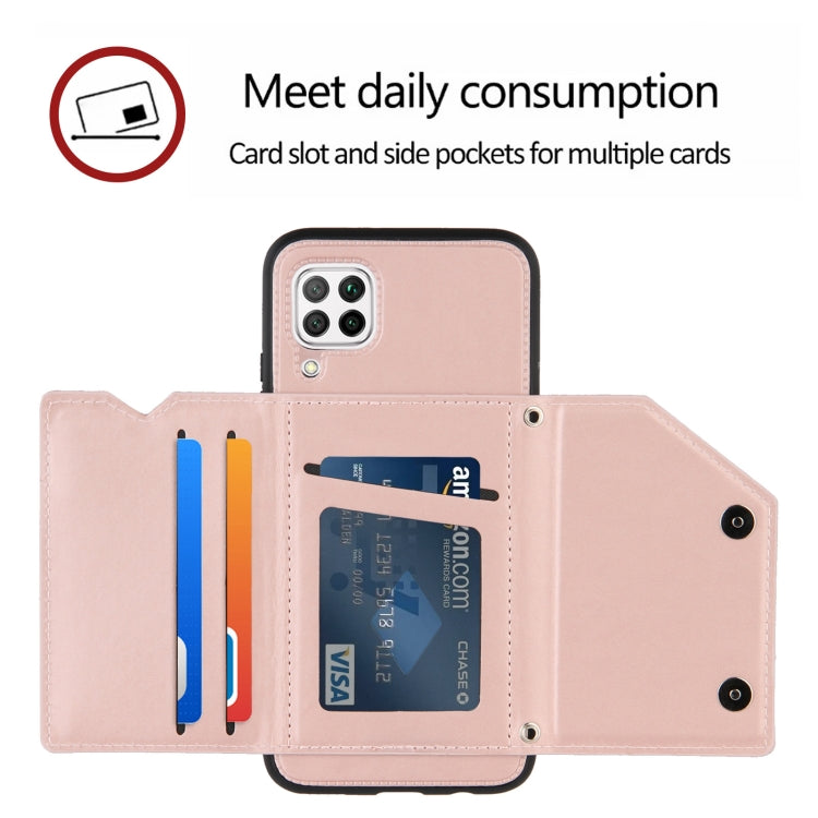 For Huawei P40 Lite & Nova 6 SE Skin Feel PU + TPU + PC Back Cover Shockproof Case with Card Slots & Holder & Photo Frame