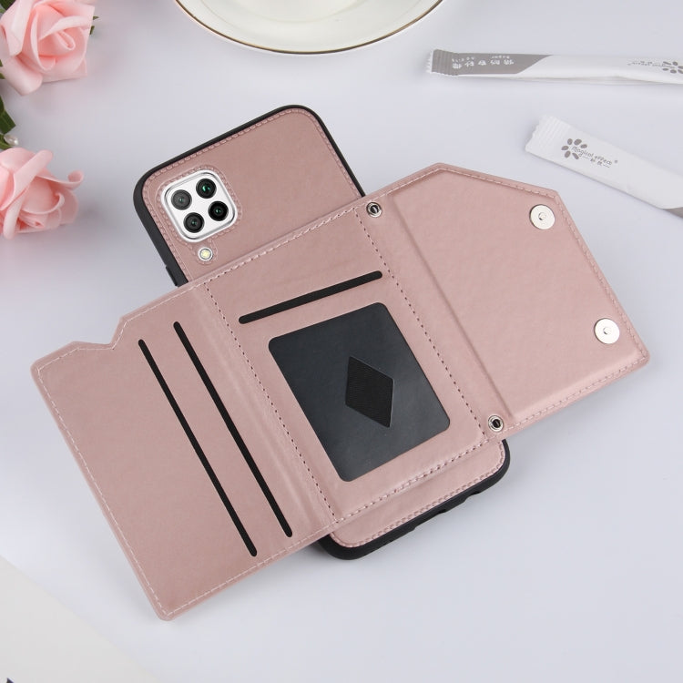 For Huawei P40 Lite & Nova 6 SE Skin Feel PU + TPU + PC Back Cover Shockproof Case with Card Slots & Holder & Photo Frame