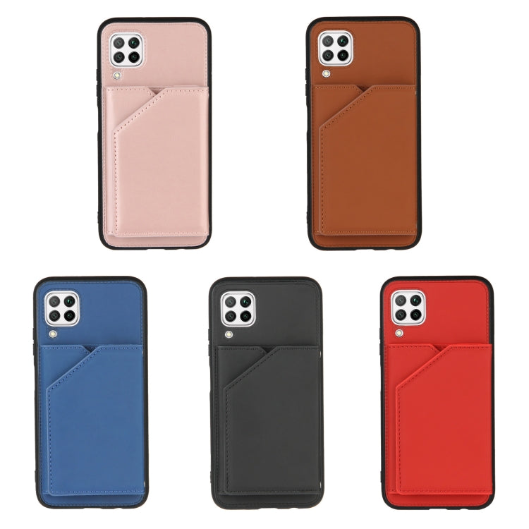 For Huawei P40 Lite & Nova 6 SE Skin Feel PU + TPU + PC Back Cover Shockproof Case with Card Slots & Holder & Photo Frame