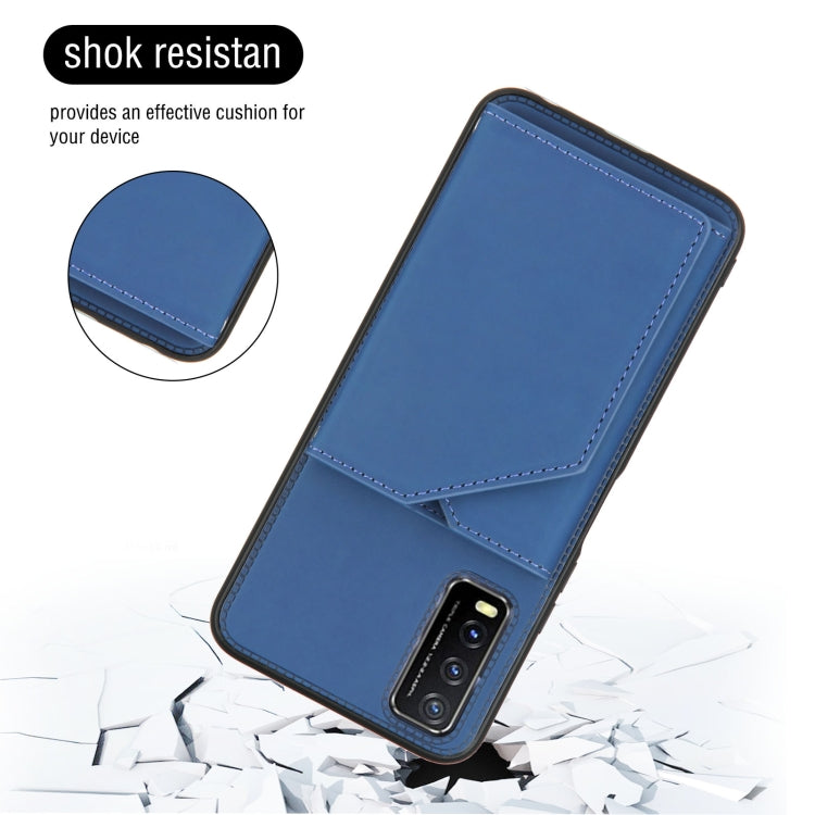 For vivo Y20 Skin Feel PU + TPU + PC Back Cover Shockproof Case with Card Slots & Holder & Photo Frame