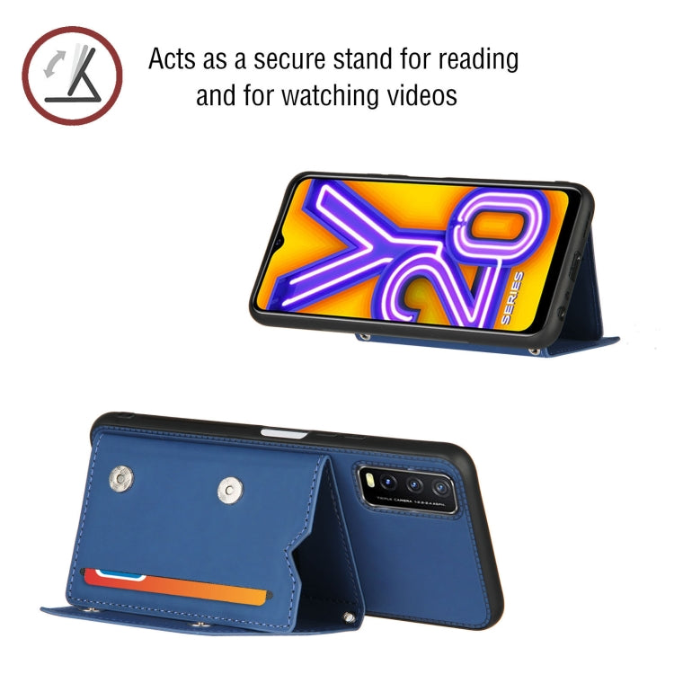 For vivo Y20 Skin Feel PU + TPU + PC Back Cover Shockproof Case with Card Slots & Holder & Photo Frame