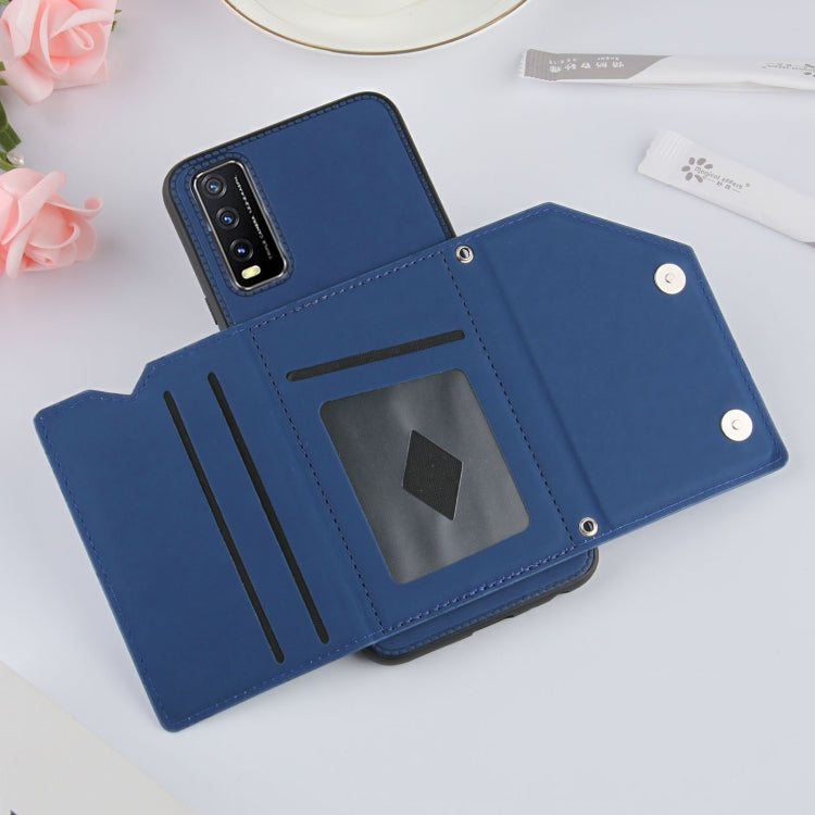 For vivo Y20 Skin Feel PU + TPU + PC Back Cover Shockproof Case with Card Slots & Holder & Photo Frame