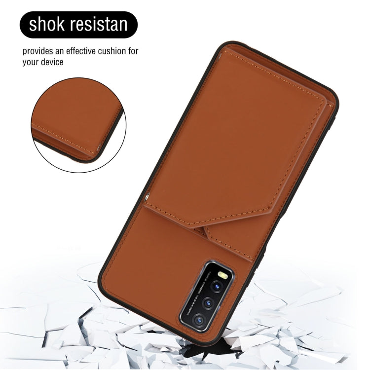 For vivo Y20 Skin Feel PU + TPU + PC Back Cover Shockproof Case with Card Slots & Holder & Photo Frame
