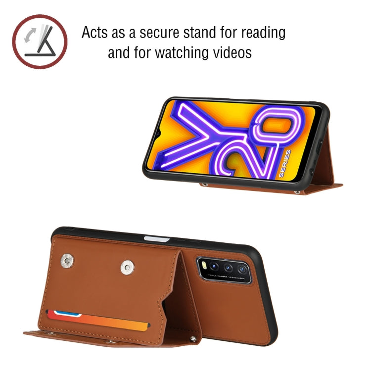 For vivo Y20 Skin Feel PU + TPU + PC Back Cover Shockproof Case with Card Slots & Holder & Photo Frame