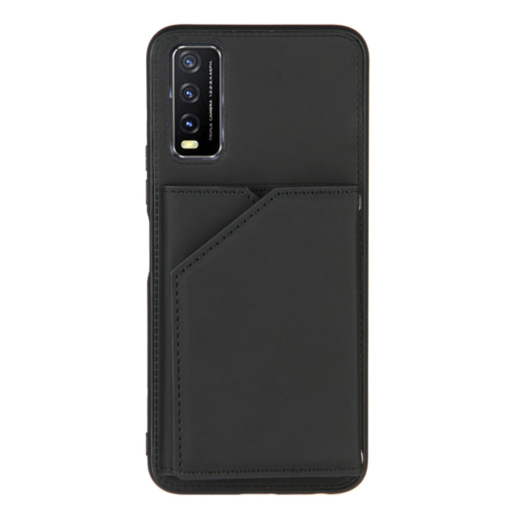 For vivo Y20 Skin Feel PU + TPU + PC Back Cover Shockproof Case with Card Slots & Holder & Photo Frame
