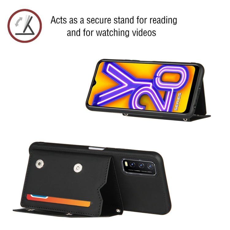 For vivo Y20 Skin Feel PU + TPU + PC Back Cover Shockproof Case with Card Slots & Holder & Photo Frame