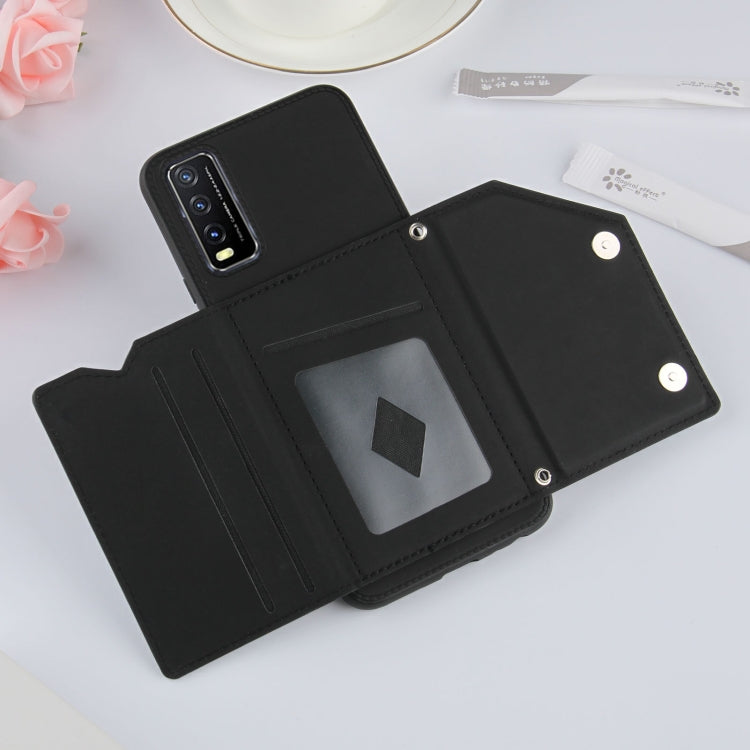 For vivo Y20 Skin Feel PU + TPU + PC Back Cover Shockproof Case with Card Slots & Holder & Photo Frame