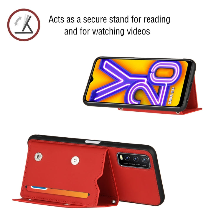 For vivo Y20 Skin Feel PU + TPU + PC Back Cover Shockproof Case with Card Slots & Holder & Photo Frame