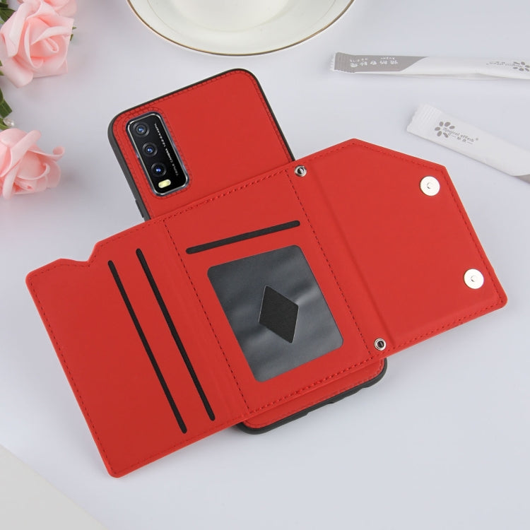 For vivo Y20 Skin Feel PU + TPU + PC Back Cover Shockproof Case with Card Slots & Holder & Photo Frame