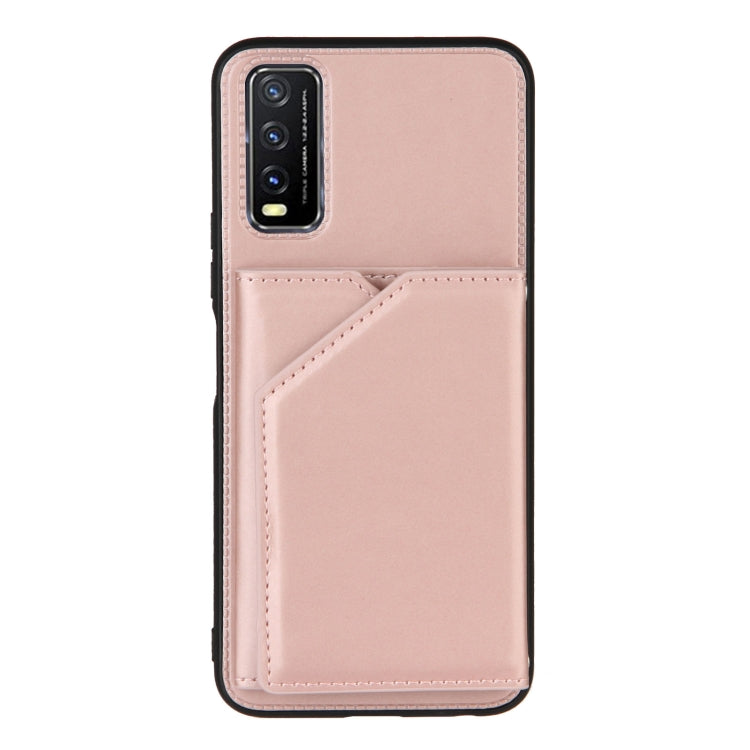 For vivo Y20 Skin Feel PU + TPU + PC Back Cover Shockproof Case with Card Slots & Holder & Photo Frame