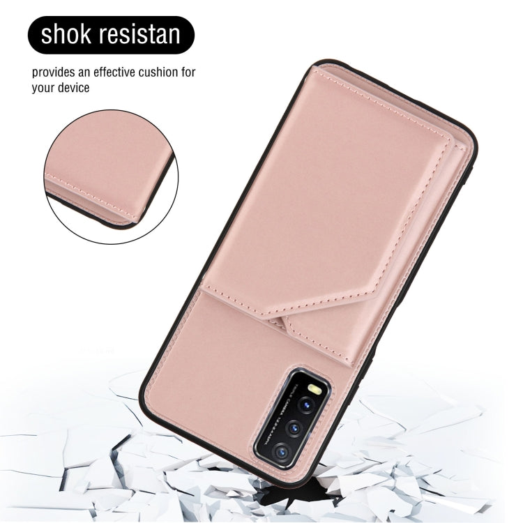 For vivo Y20 Skin Feel PU + TPU + PC Back Cover Shockproof Case with Card Slots & Holder & Photo Frame