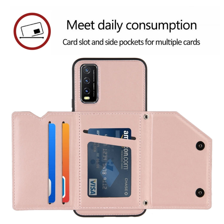 For vivo Y20 Skin Feel PU + TPU + PC Back Cover Shockproof Case with Card Slots & Holder & Photo Frame