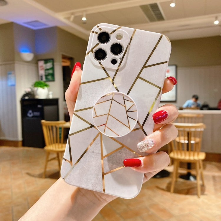 For iPhone 11 Marble Pattern Shockproof Protective Case with  Holder