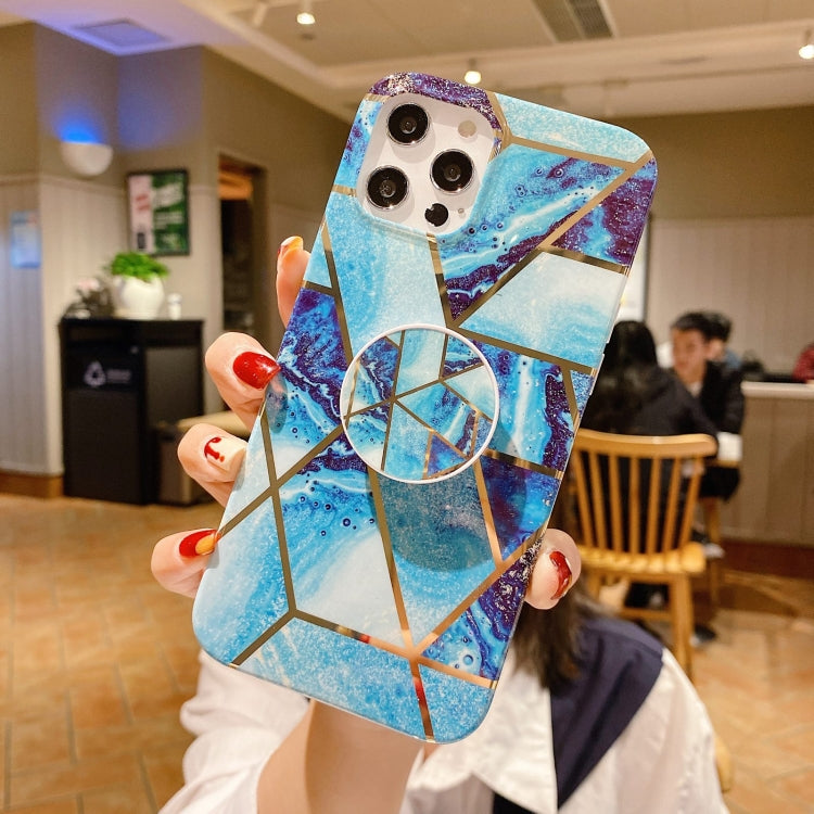 For iPhone 12 mini Marble Pattern Shockproof Protective Case with  Holder