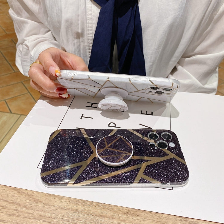 For iPhone 12 Marble Pattern Shockproof Protective Case with Holder